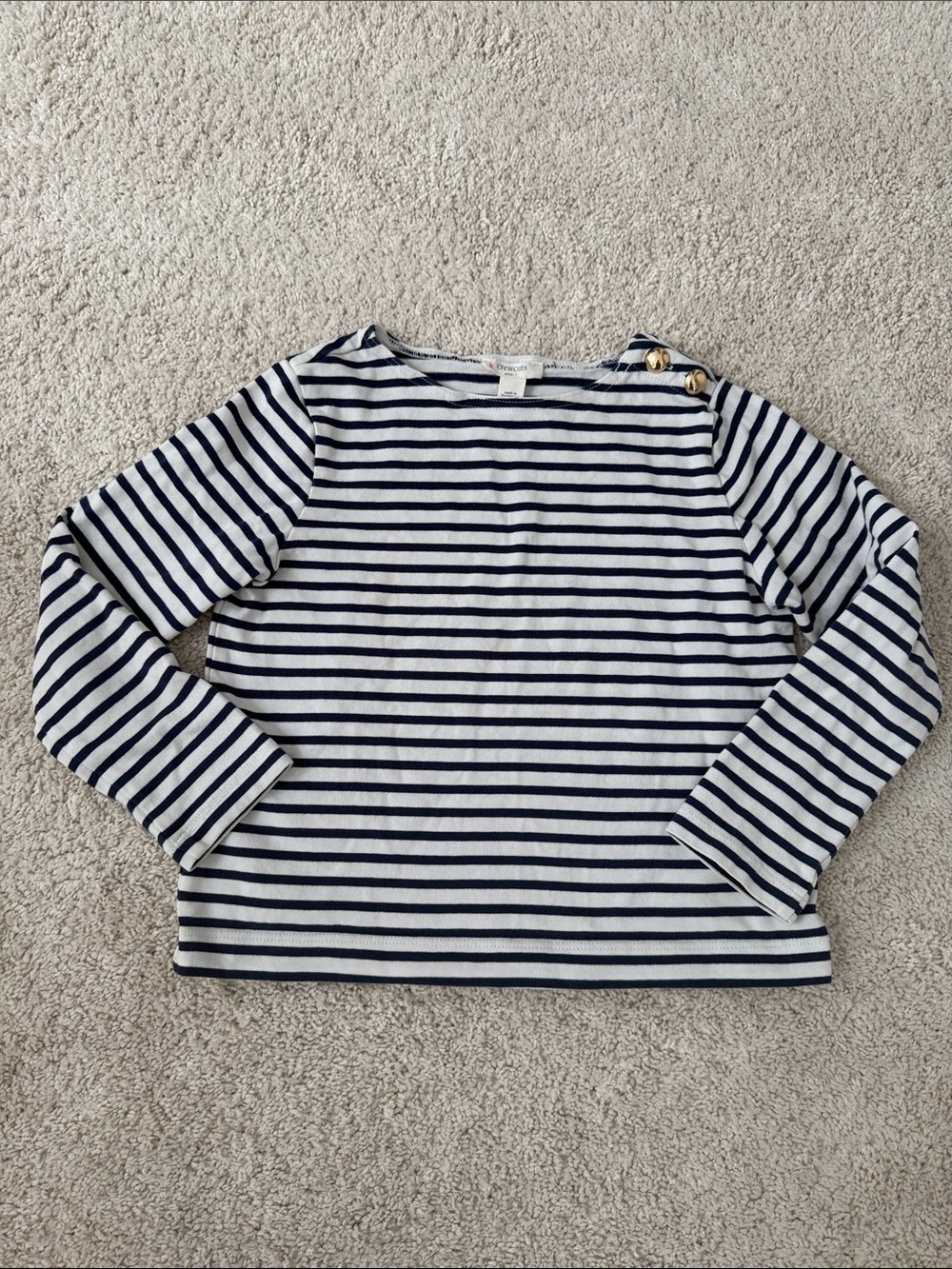 Crewcuts Navy & White Striped Long-Sleeve Kids Top